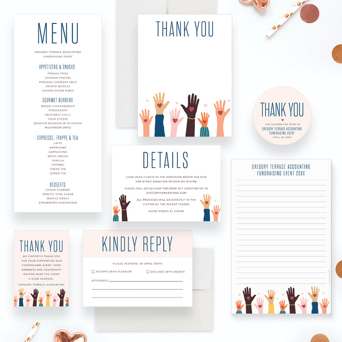 Charity Fundraiser Invitation Lend a Helping Hand Event Card