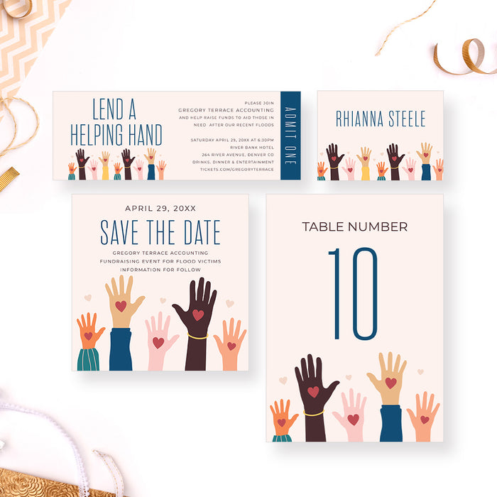 Charity Fundraiser Invitation Lend a Helping Hand Event Card