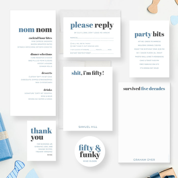 Funny 50th Birthday Party Invitation Modern Typography