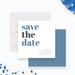 Modern save the date card with bold typography on a white background, personalized for a birthday celebration-front-back