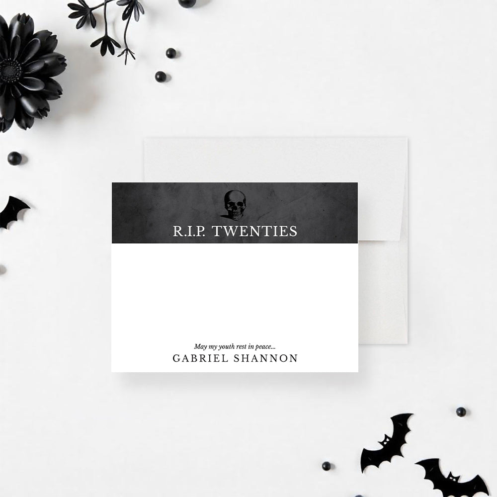 RIP Twenties Personalized Note Card Gothic Stationery Set