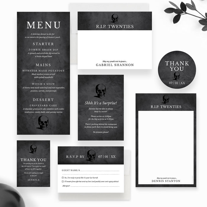 RIP Twenties Birthday Invitation Funny Funeral Theme Party Card