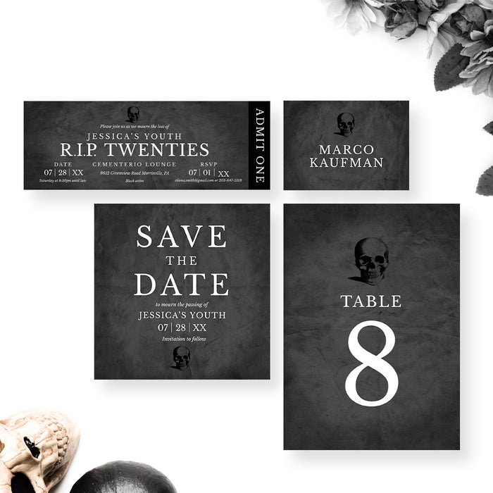 RIP Twenties Birthday Invitation Funny Funeral Theme Party Card