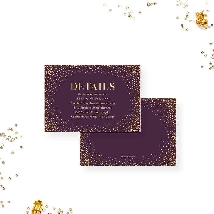 Personalized Gala Invitation Purple and Gold Elegant Event Card