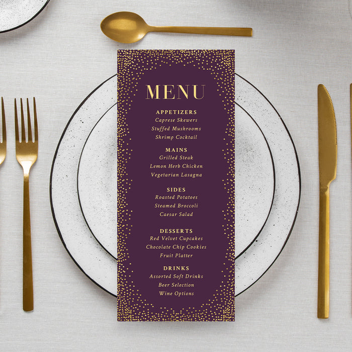 Personalized Gala Invitation Purple and Gold Elegant Event Card