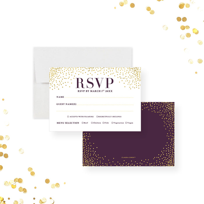 Personalized Gala Invitation Purple and Gold Elegant Event Card