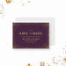 Elegant save the date card featuring purple and gold design, offering a sophisticated way to announce your event-front