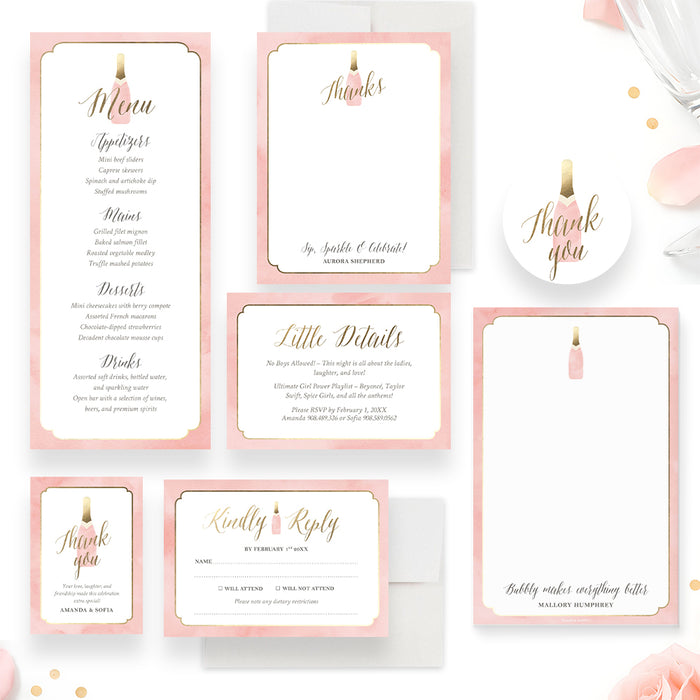Galentine's Day Invitation Blush Pink Champagne Party