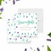 Floral save the date card featuring purple watercolor wildflowers and green script lettering for birthday or garden party-front-back
