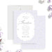 Floral garden party invitation with soft pastel purple design for a spring or summer event celebration-front-back