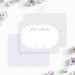 Lavender floral thank you card with personalized name, elegant purple note card for garden parties and spring celebrations-front-back