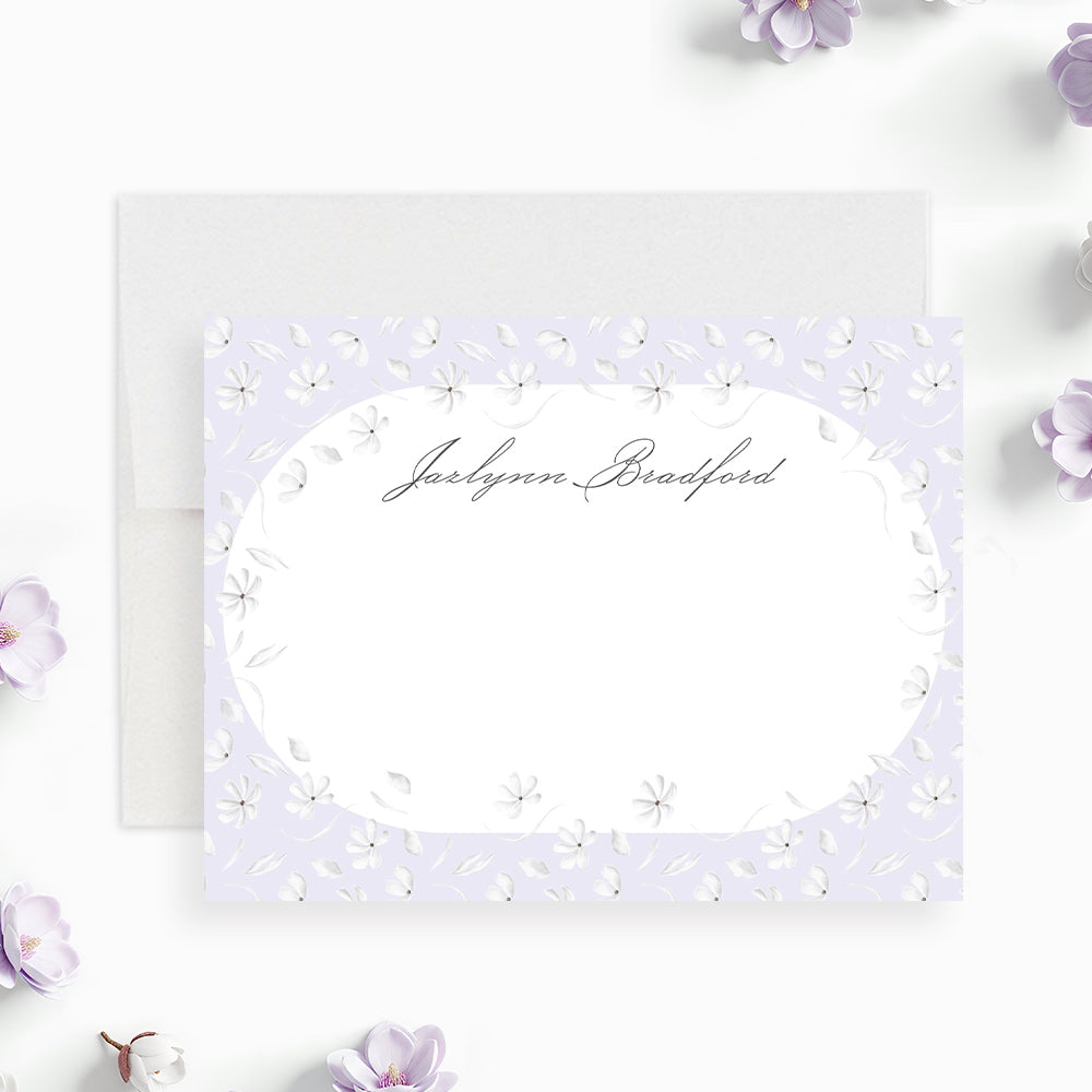 Personalized Floral Thank You Card Lavender Garden Note Card