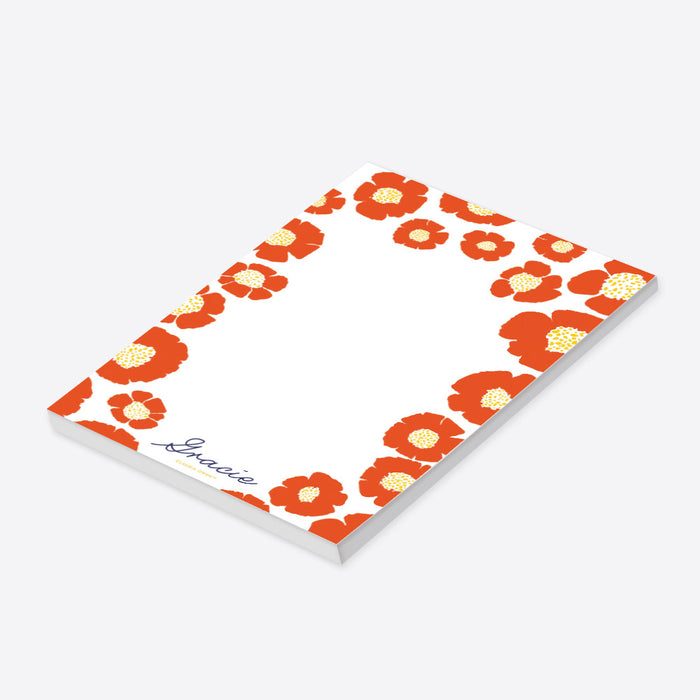 Personalized floral notepad featuring a vibrant flower illustration-side