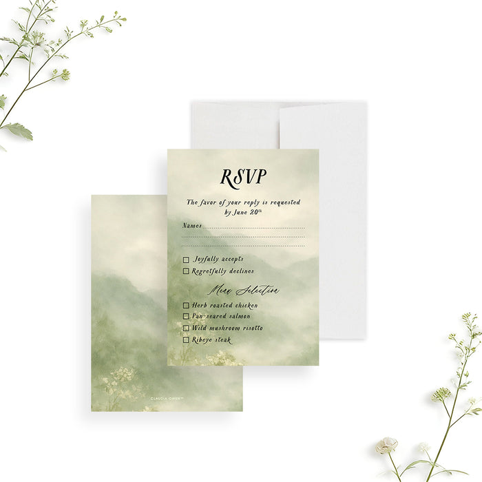 Personalized Garden Wedding Invitation with Greenery Monogram Wreath