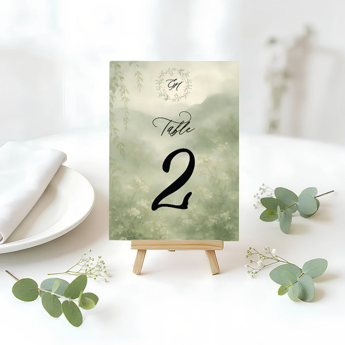 Personalized Garden Wedding Invitation with Greenery Monogram Wreath