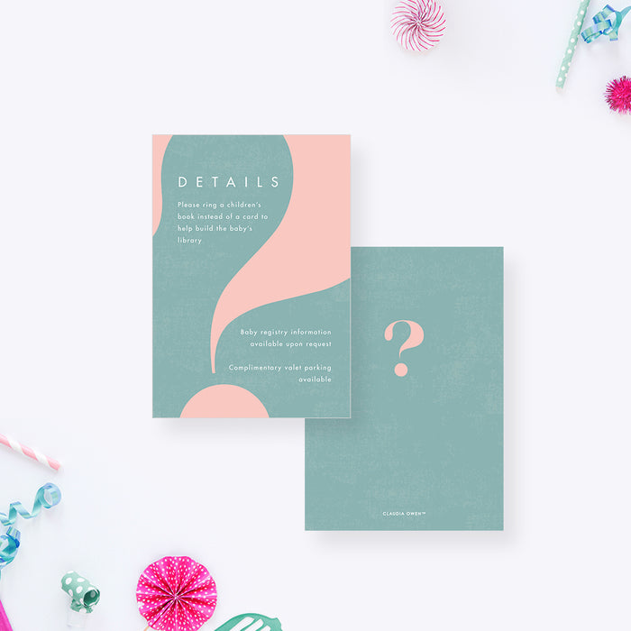 Pink and Blue Gender Reveal Invitation Card with Question Mark, Boy or Girl Gender Reveal Invites, He or She Invitations