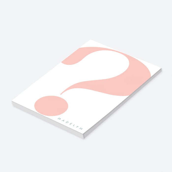 Pink and Blue Personalized Notepad with Question Mark, Boy or Girl Gender Reveal Party Favor