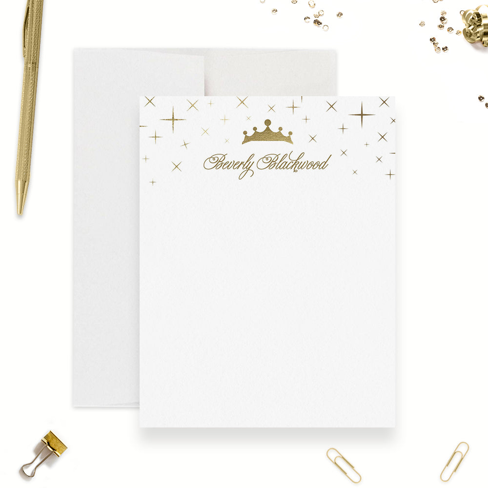Girls Tiara Note Cards Personalized Princess Thank You Set