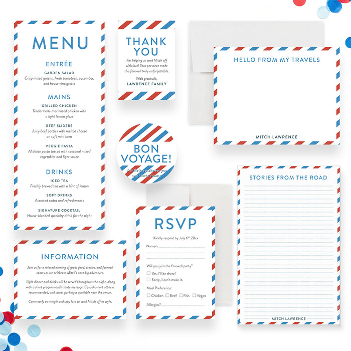 Going Away Party Invitation Airmail Farewell Design