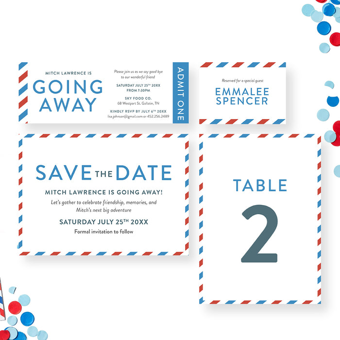 Going Away Party Invitation Airmail Farewell Design