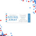 going away party ticket invitation with red and blue airmail border, admit one header, and customizable farewell event details
