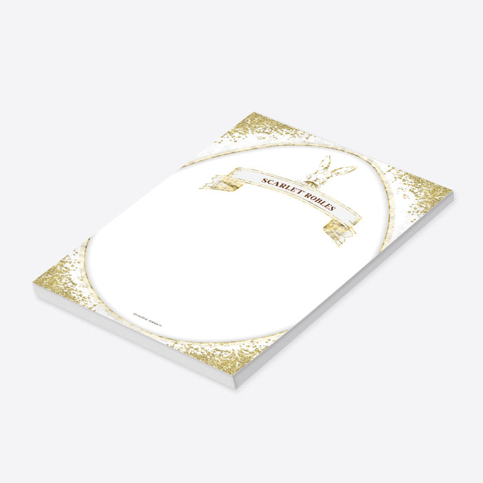 Easter Notepad Elegant Easter Notepad with Gold Bunny Design