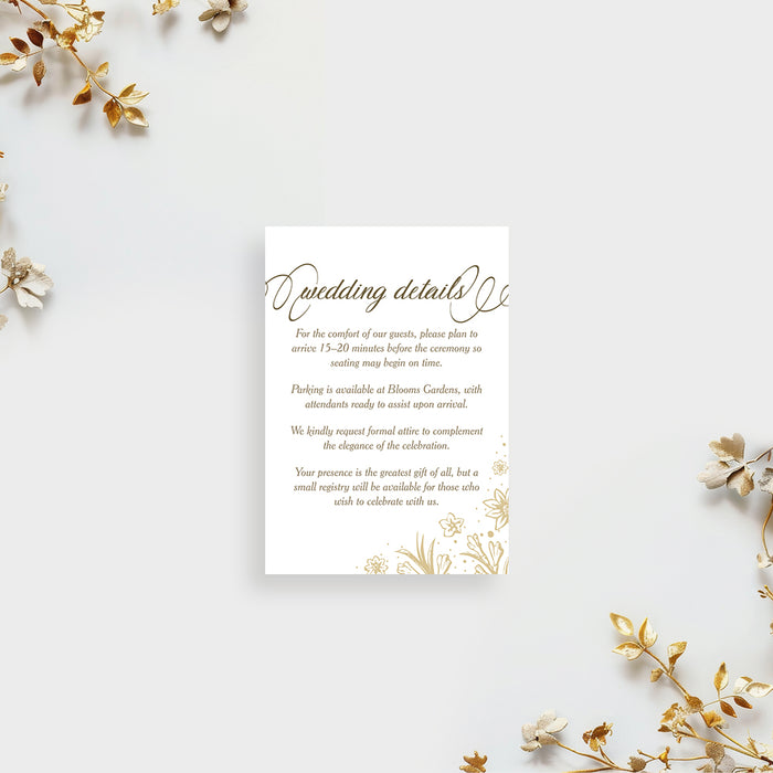 Personalized Gold Floral Wreath Wedding Invitation