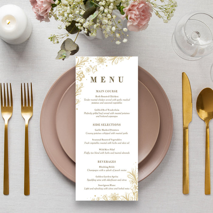 Personalized Gold Floral Wreath Wedding Invitation