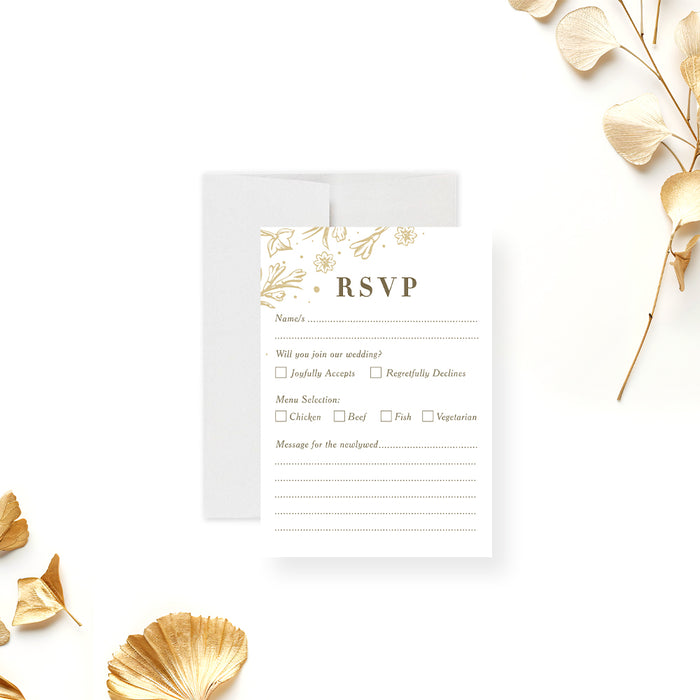 Personalized Gold Floral Wreath Wedding Invitation