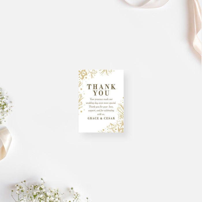 Personalized Gold Floral Wreath Wedding Invitation