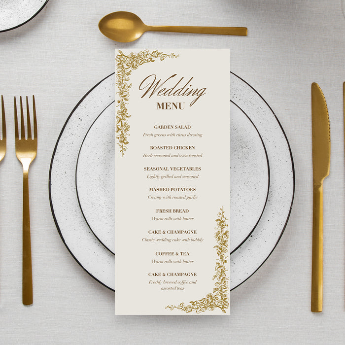 Personalized Gold Grapevine Vineyard Wedding Invitation