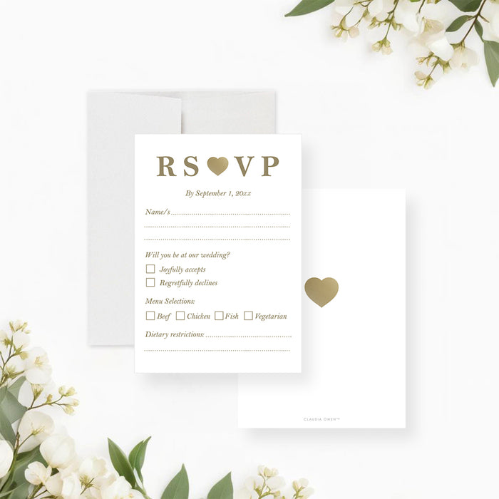 Personalized Elegant Gold Heart Wedding Invitation
