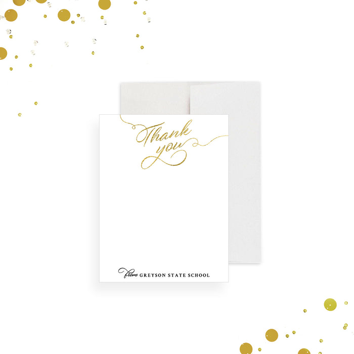 Elegant Prom Night Thank You Card with Golden Calligraphy Design, Stylish Thank You Notes