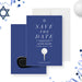 Golf Bar Mitzvah save the date card featuring golf ball and tee design-front-back