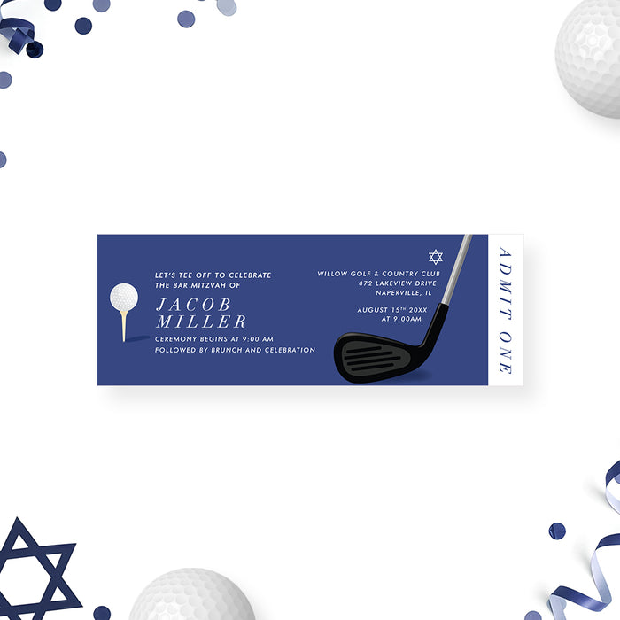 Golf Bar Mitzvah Invitation Sports Theme Design