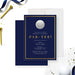 golf birthday party invitation with navy blue background, gold border, Par-Tee headline, and realistic golf ball illustration-front-back