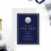 golf birthday party invitation with navy blue background, gold border, Par-Tee headline, and realistic golf ball illustration-front