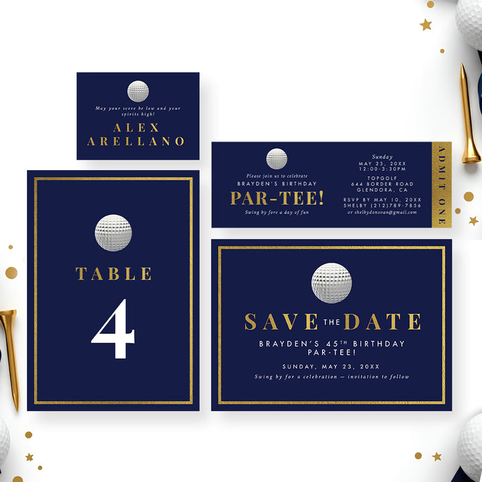 Personalized Golf Birthday Party Invitation Par Tee