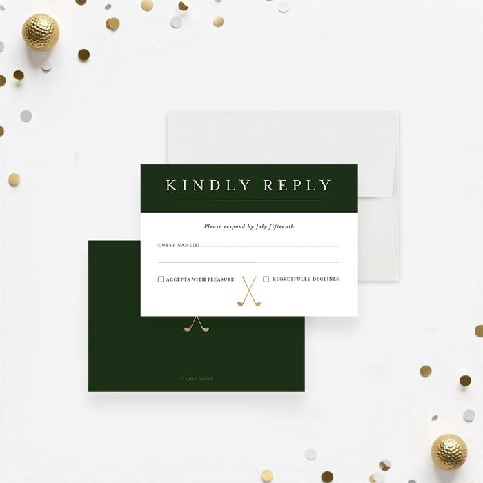 Corporate Golf Event Invitation Green and Gold Design