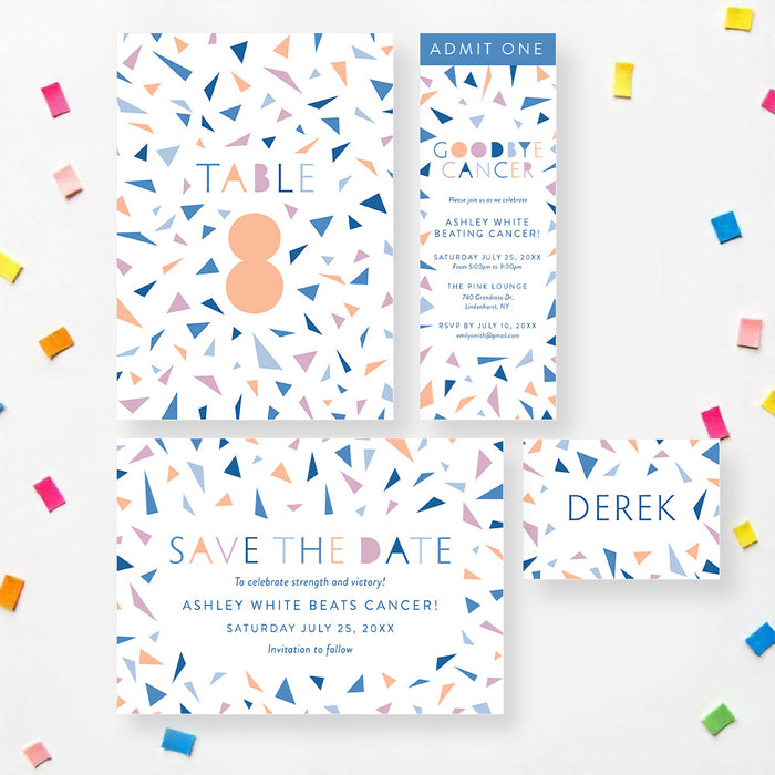 Goodbye Cancer Party Invitation Colorful Survivor Celebration