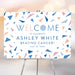 Personalized welcome sign featuring a modern, colorful confetti design, customized for cancer survivor celebrations.