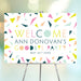 Farewell party welcome sign with a colorful confetti design, perfect for event entrances, reception areas, or photo backdrops. 