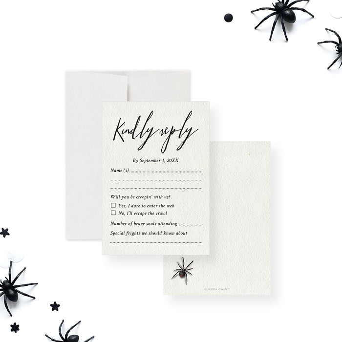 Gothic Spider Birthday Invitation Spooky Halloween Party Invitation
