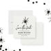 Save the date card featuring a black widow spider design, ideal for Halloween parties or spooky birthdays.-front-back