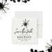 Save the date card featuring a black widow spider design, ideal for Halloween parties or spooky birthdays.-front