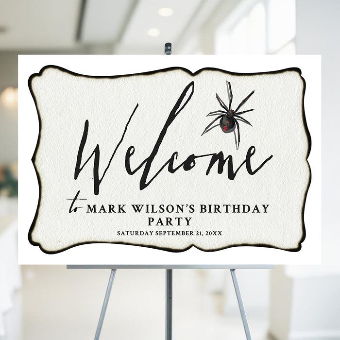 Gothic Spider Birthday Invitation Spooky Halloween Party Invitation