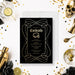 Gothic cocktail party digital invitation featuring black and gold design with vintage skull illustration