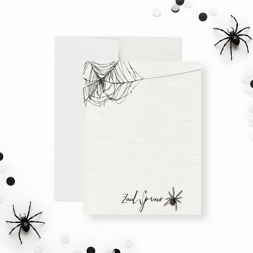 Spider Note Sorry Personalized Spider Web Note Card Gothic Halloween Stationery