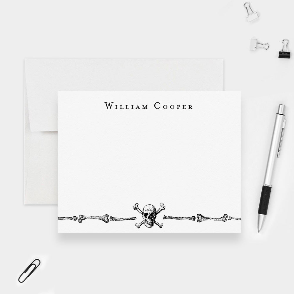 Gothic Skull and Bones Stationery Card Custom Halloween Note Card