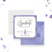 Graduation party invitation featuring a lavender champagne bottle design, perfect for champagne parties or graduation celebrations.-front-back